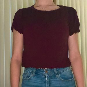 BRANDY MELVILLE BURGUNDY CROP TOP